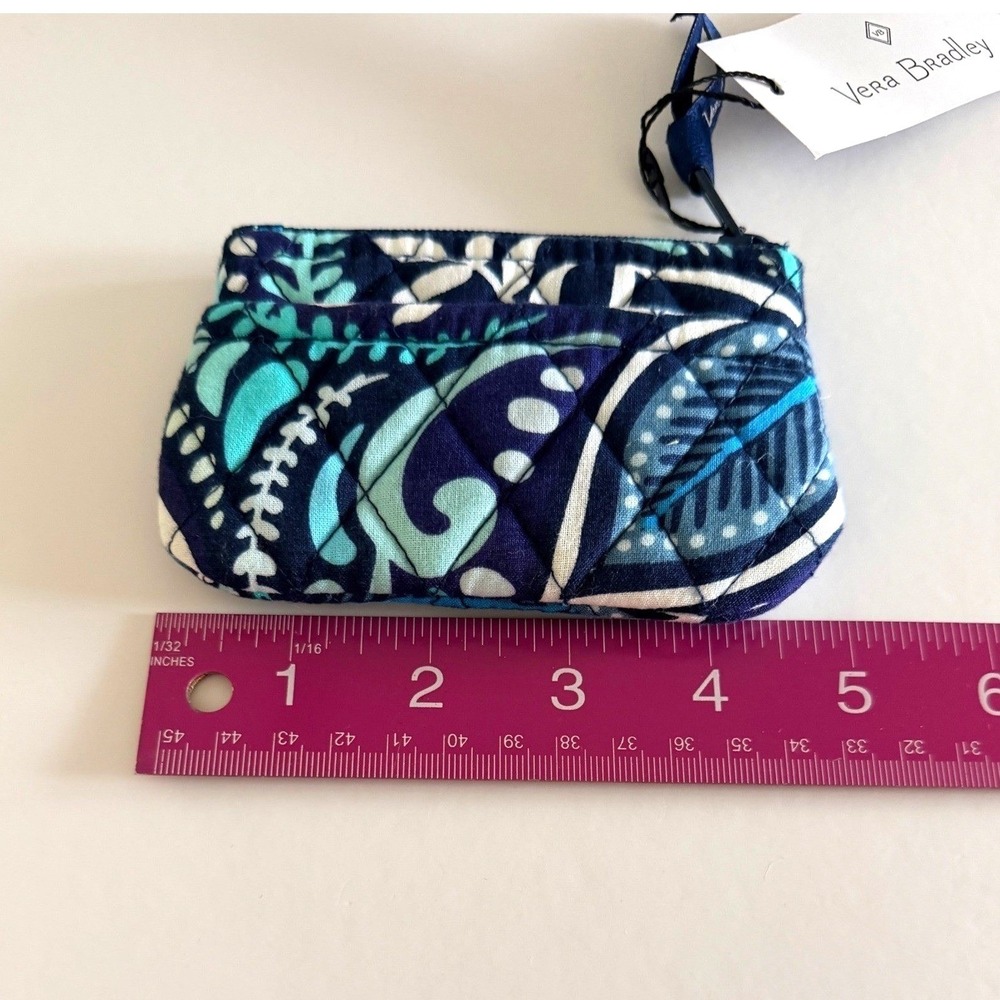 Vera Bradley Coin Purse Blue Island Medallion Quilted Cotton Wallet Boho New - Picture 4 of 5
